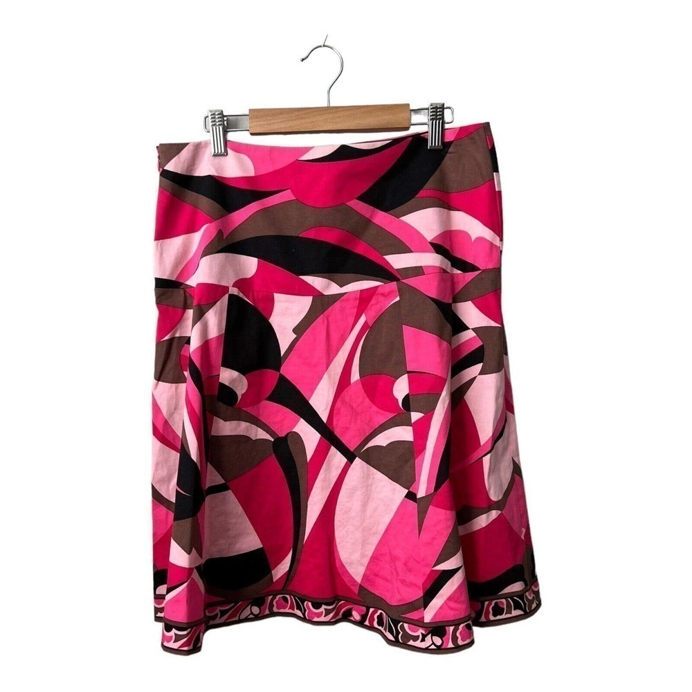 Elie Tahari‎ Womens A Line Skirt Pink Abstract Colorful Stretch Lined Size 6